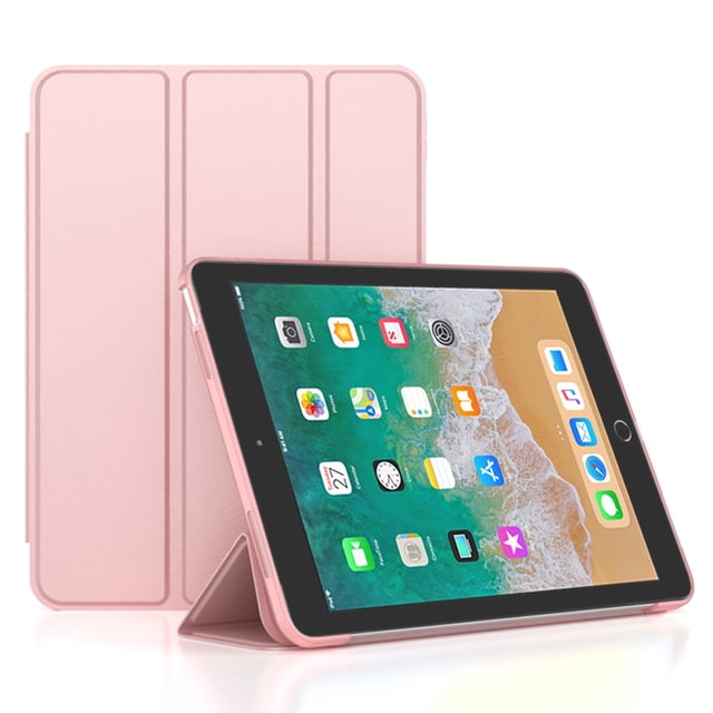 Case For iPad 9.7 2017 2018 5th 6th Gen Slim Stand Protective Tablet Cover With Soft Back Shell For iPad 5 6 9.7'' A1822 1893 Rose Gold iPad 9.7 2018 6th