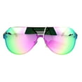 thumbnail image 1 of Mens Futuristic Robotic Rusta Color Mirror Shield Aviator Sunglasses Black Pink Green, 1 of 4