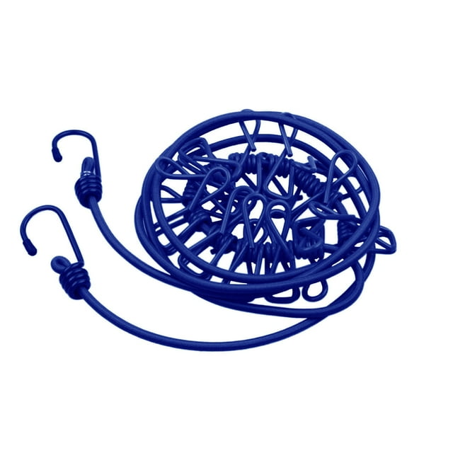 Clearance! beishanbush Fixing Clip Portable Outdoor Clothesline with 12 Clothespins Beach Windproof Clothes Rack Super Elastic Clothesline One Size Blue
