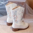 thumbnail image 6 of Ccpelsie Boots for Girl Knee High Boots with Classic Low Heel Round Toe Kids Western Boots for Little/Big Girls(White,13), 6 of 9