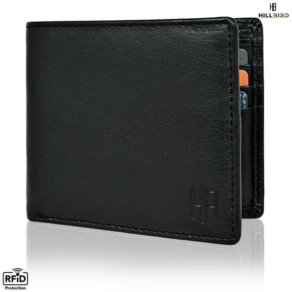 Bi-Fold Genuine Leather Classic Handmade Anti-Theft RFID Blocking Traveller Wallets For Men's (BLACK)