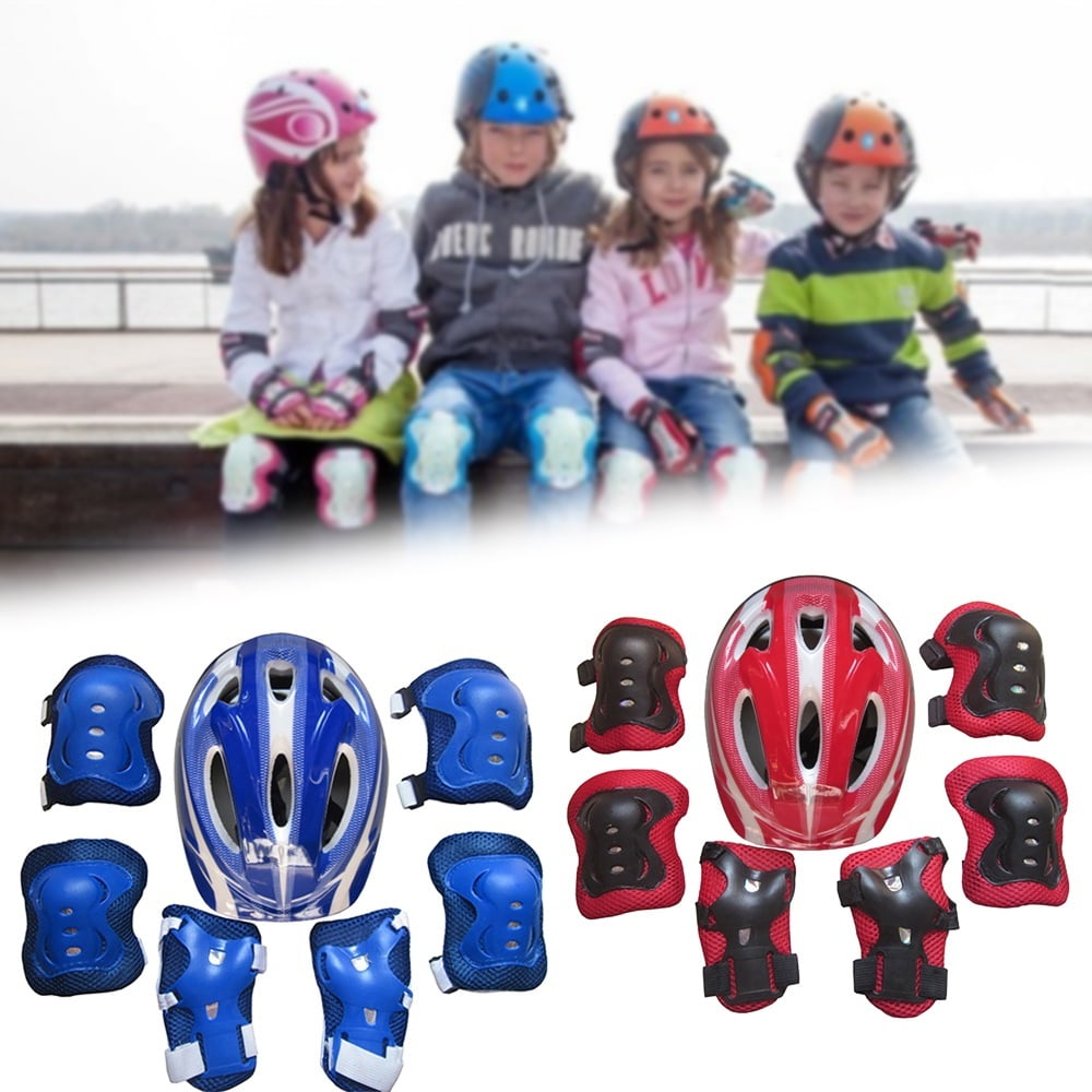 7Pcs Boys /& Girls Kids Roller Skating Cycling Bike Safety Helmet Knee Elbow Pad