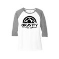 thumbnail image 1 of Gravity Outdoor Co. Chemise Raglan à Manches 3/4 pour Femmes - Logo Noir - Gris/Blanc - P, 1 of 1