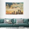thumbnail image 2 of Chilfamy  Tapestry, Skyline Picnic Mat Hippie Trippy Tapestry Wall Art Meditation Decor for Bedroom Living Room Dorm,60x40 Inch, Dusk Blue Orange 60x40in, 2 of 7