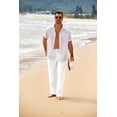 thumbnail image 4 of COOFANDY Men's Linen Pants Casual Loose Fit Beach Summer Yoga Pants Lightweight Drawstring Linen Trousers, 4 of 9