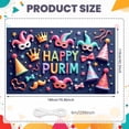 thumbnail image 2 of Colorful Happy Purim Banner Festive Purim Display Mask Design Party Hat Decor Festive Backdrop for Jewish Holiday Purim Celebration Indoor Party, 2 of 9