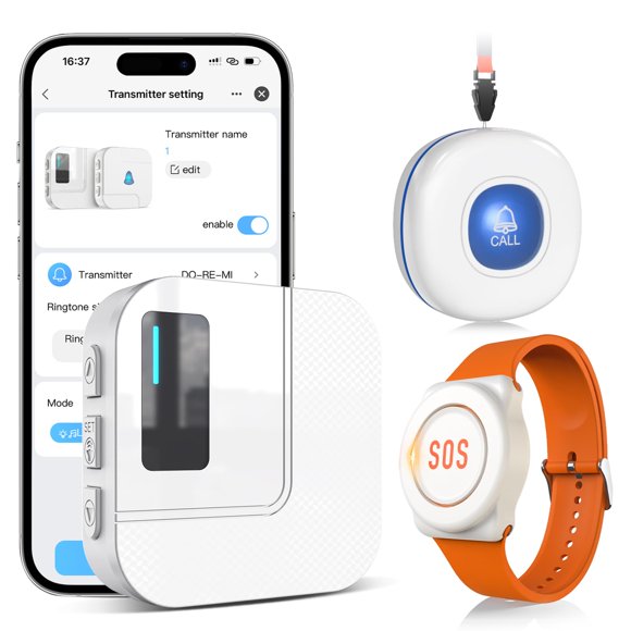 CallToU Wi-Fi Wireless Caregiver Pager Call Button for Elderly at Home , APP Emergency Alert for Seniors, Patients, and The Disabled (TY01WH-US 2-1)