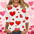 thumbnail image 1 of RKSTN Valentines 3/4 Sleeve Tops for Women Oversized Crewneck Valentine's Day Graphic Printed Short Sleeve T Shirt Womens Casual Round Neck Loose Comfy Loves Heart Print Three Quarter Sleeve Shirts, 1 of 6