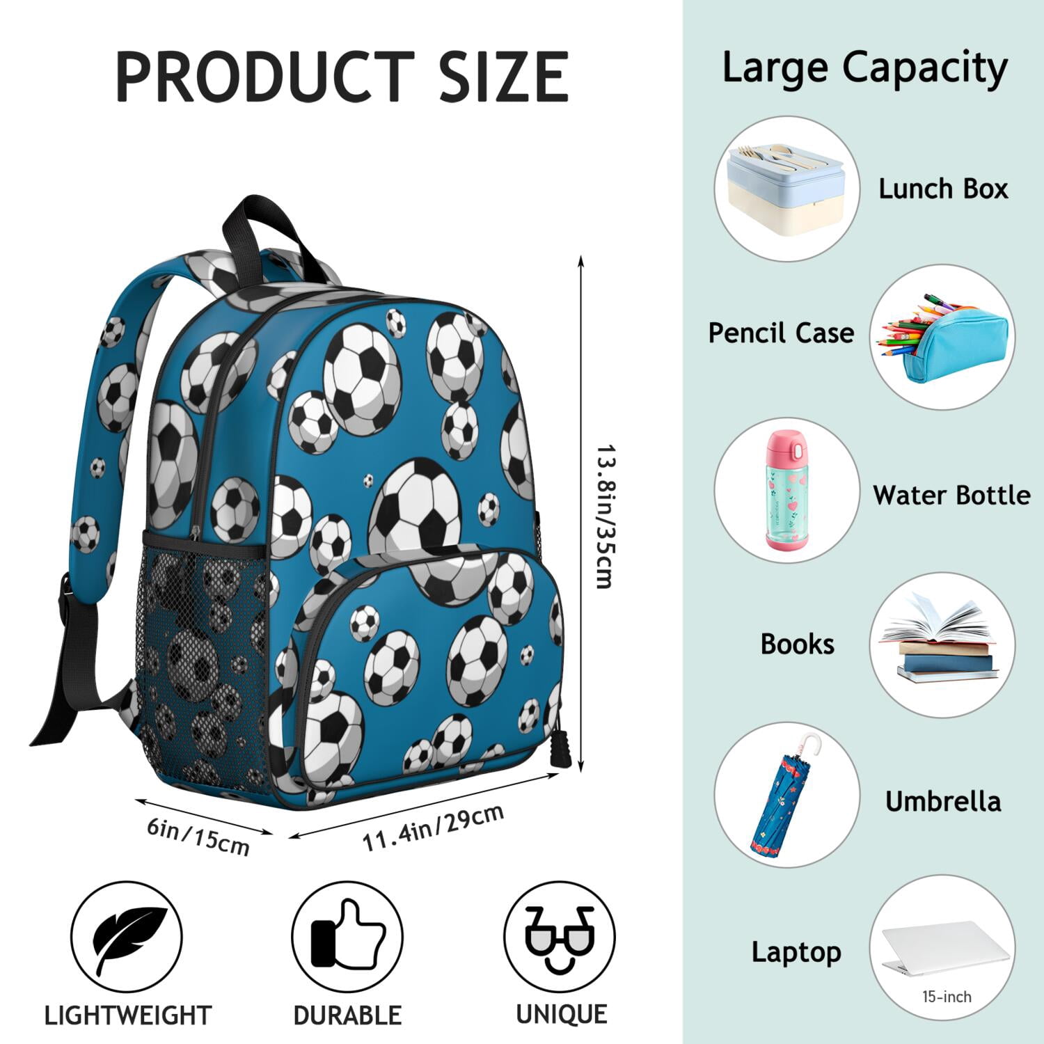 Waterproof Backpack with Side Pockets - Durable, Breathable for Baseball, Basketball, and Soccer Players