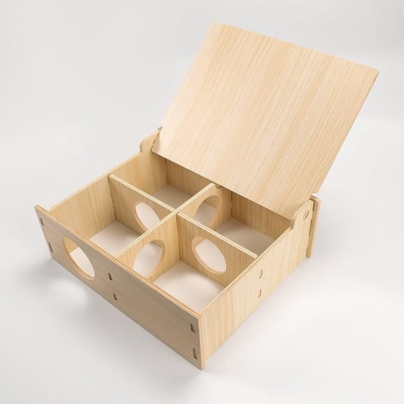 Wooden Hamster Hideout Tunnel Multi-Chamber House Dwarf Hamster Hiding Hut Maze Platform Habitats Exploring Toys for Gerbil Rat Mice