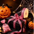 thumbnail image 3 of Pink Black Polka Dot Halloween Ribbon, Plastic Ribbon for Gift Wrapping, Halloween Holiday DIY Craft Wreath Decor, Wonderful for Bottle Trimming, Holiday Hamper, Party Backdrop, 3 of 5