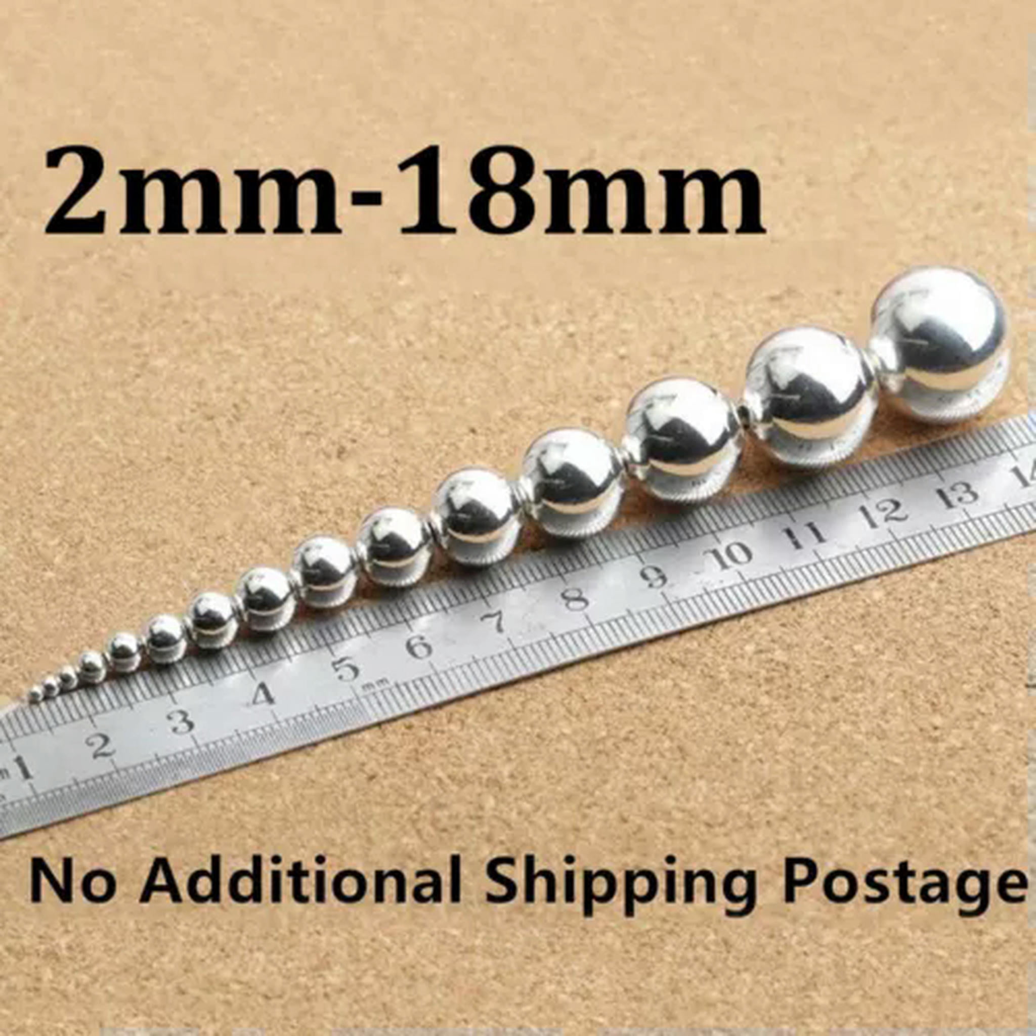 HOOUN 925 Sterling Silver Round Ball Beads Small Hole Seamless Bulk Jewelry 2mm-18mm-2.5MM (50 PCS)
