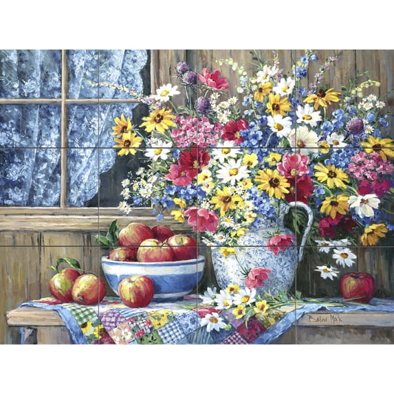 Tile Mural Kitchen Backsplash - From a Country Garden - by Barbara Mock