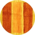 thumbnail image 1 of Ahgly Company Machine Washable Indoor Round Abstract Yellow Contemporary Area Rugs, 7' Round, 1 of 4