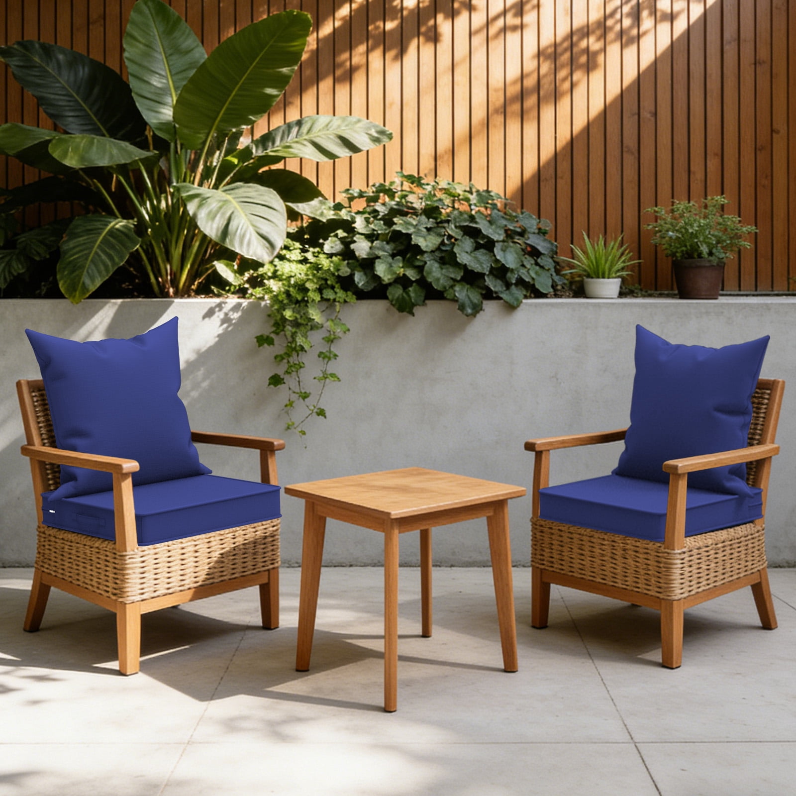Yacona Outdoor Chair Cushions Set, 24x24in Patio Furniture Cushions with Handle, for Patio Furniture Chair Sofa, Blue