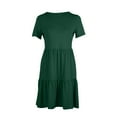 thumbnail image 5 of Penkiiy Women's Summer Casual Short Sleeve T Shirt Dress Tiered Mini Dresses With Pockets M Green, 5 of 6