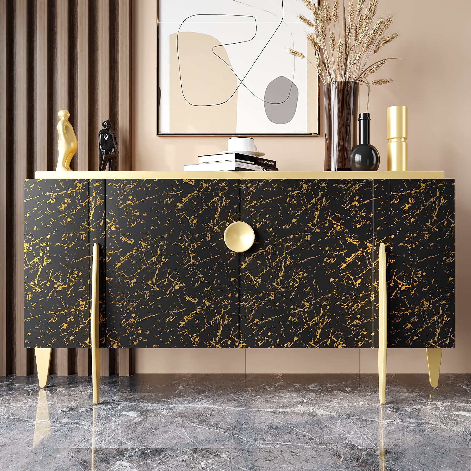 VEELIKE Black Gold Marble Contact Paper for Countertops Waterproof Marble Wallpaper Peel and Stick Countertops for Kitchen Bathroom 15.7''x118'' Black Counter Top Covers Laminate Sheet for Table Wall
