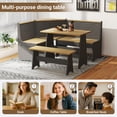 thumbnail image 3 of Breakfast Nook Kitchen Corner Dining Table Bench Chair Set, Space-Saving 3-4 Seat L-Shape Farmhouse Mid Century Modern Style for Family Home Black Wood, 3 of 9