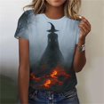 thumbnail image 2 of Junur Women's Midsummer Witches Gather T-Shirt Halloween Witch Party Shirts Short Sleeve Crew Neck Flowers Moon Graphic Tees S-5XL, 2 of 6