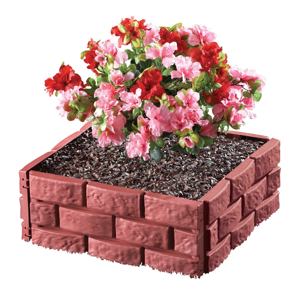 Brick Interlock Garden Fence Borders Set Of 4, Red by Collections Etc