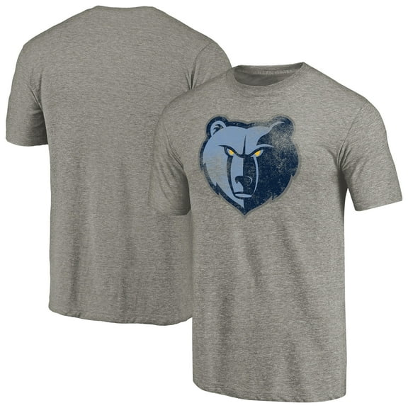Men's Heather Gray Memphis Grizzlies Distressed Team Logo Tri-Blend T-Shirt