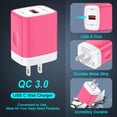 thumbnail image 3 of QC 3.0 Fast Wall Charger Block, 18W Phone Charger with 6FT Type-C Cable, Power Adapter Compatible with iPhone 17/16/15 Pro Max iPad Pro Galaxy S26 Android,Pink, 3 of 7