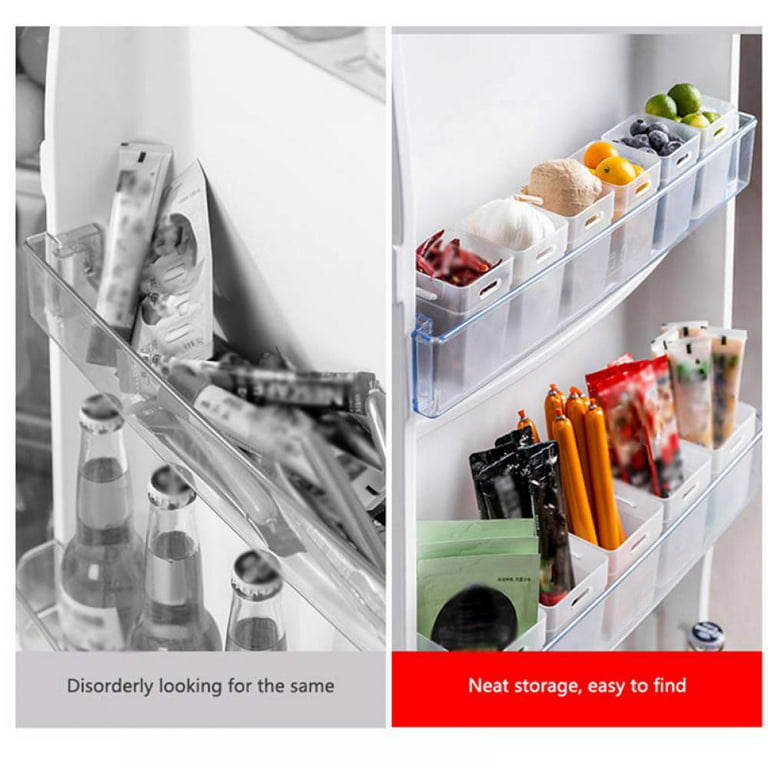 amazingfashion Refrigerator Organizer Bins , Fridge Side Door Storage Containers Plastic Translucent Pack of 2, White