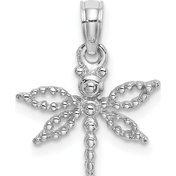 14K White Gold 2-D Mini Dragonfly With Cut-Out Wings Charm (15.9 X 15) Made In United States k6565w