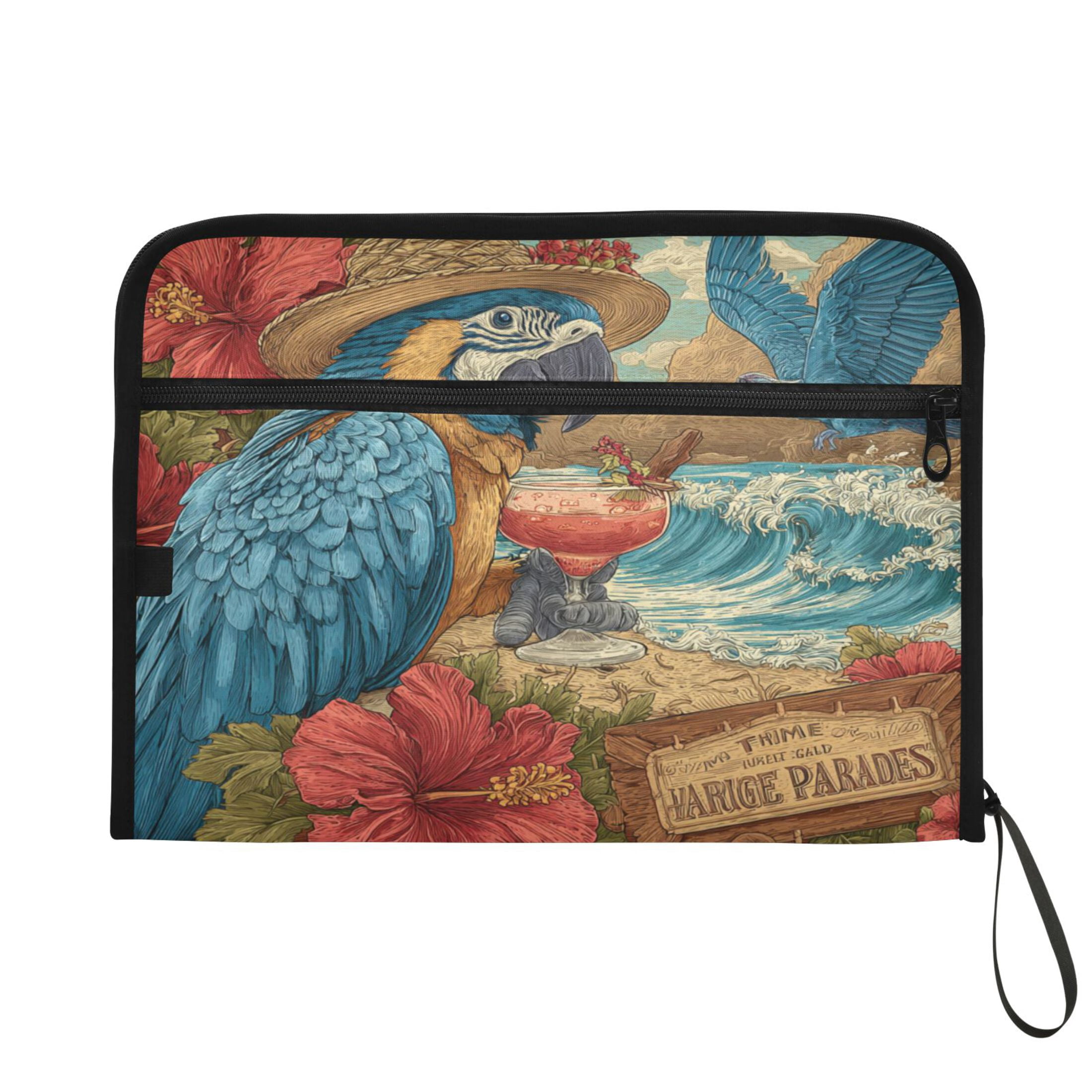 WOBOGO Blue Parrot Expanding File Folder Letter Size Accordion Filing Organizer 13 Pocket Separate Organ Pocket