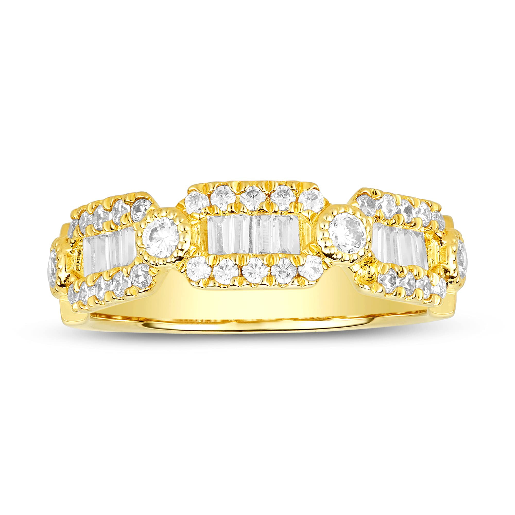 14k Yellow Gold 0.50 ct Round Baguette Diamond Wedding Band Anniversary Ring 