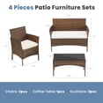 thumbnail image 6 of CONCETTA Patio Wicker Chair 4-Piece Set with Table Patio Furniture Living Room Set, Wicker Material, Brown, 6 of 6