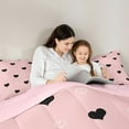 thumbnail image 4 of Manfei Heart Print 7-Piece Twin Bedding Sets,Romantic Loves Pattern Bedding Comforter Set,Girl Pink Black Sheet Sets For Kids,Breathable Home Decor Reversible, 4 of 8