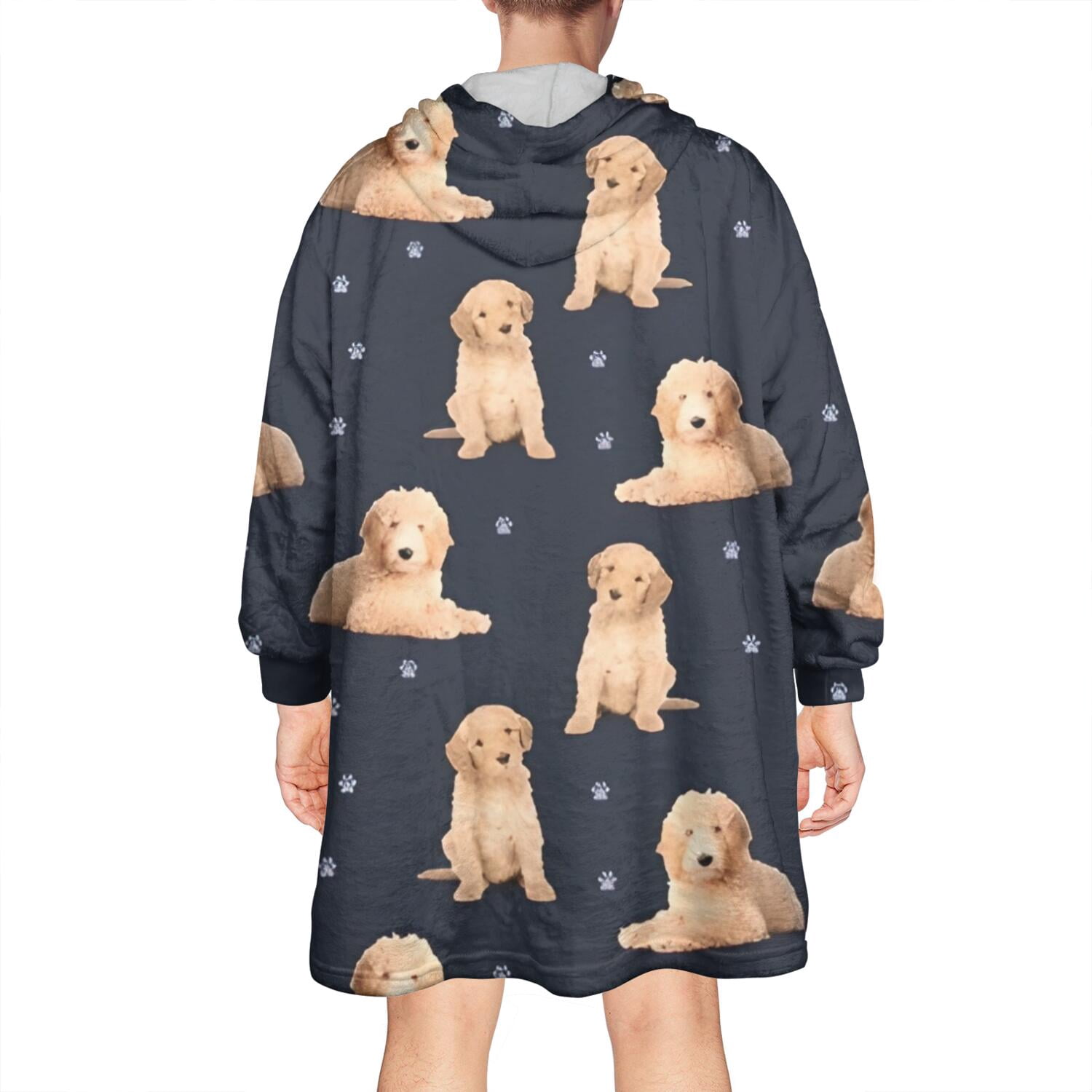 Goldendoodle Dog Wearable Oversized Blanket,Wearable Blanket Hoodie for Adults,Cozy Hooded Blankets with Super Pockets,Super Warm Fuzzy Pullover for Women & Men