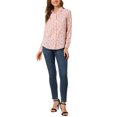 thumbnail image 3 of INSPIRE CHIC Valentine's Day Women's Button Down Shirt Ditsy Floral Long Sleeve Point Collar Office Top S Light Pink, 3 of 9
