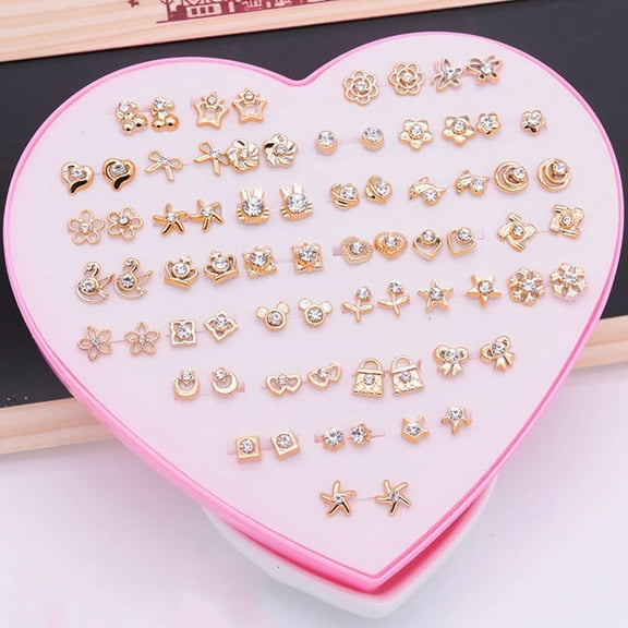36 Pairs Earrings Studs Set Mordern Life Rhinestone Stud Women Crystal