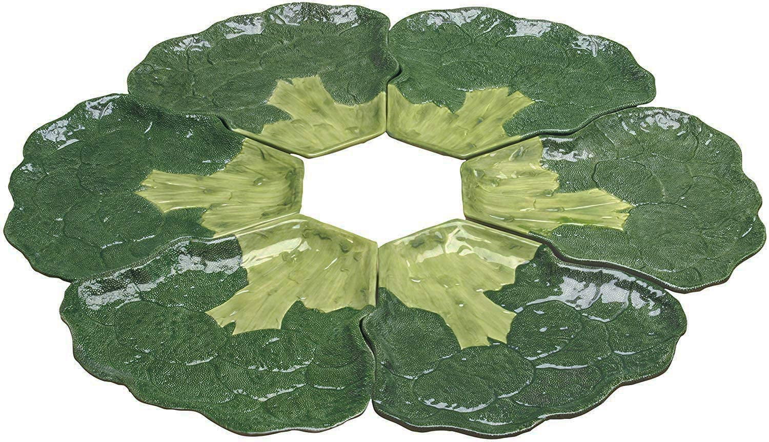 Ceramic Broccoli Steak Shaped Serving Plates or Dish Platters Set Of 6 