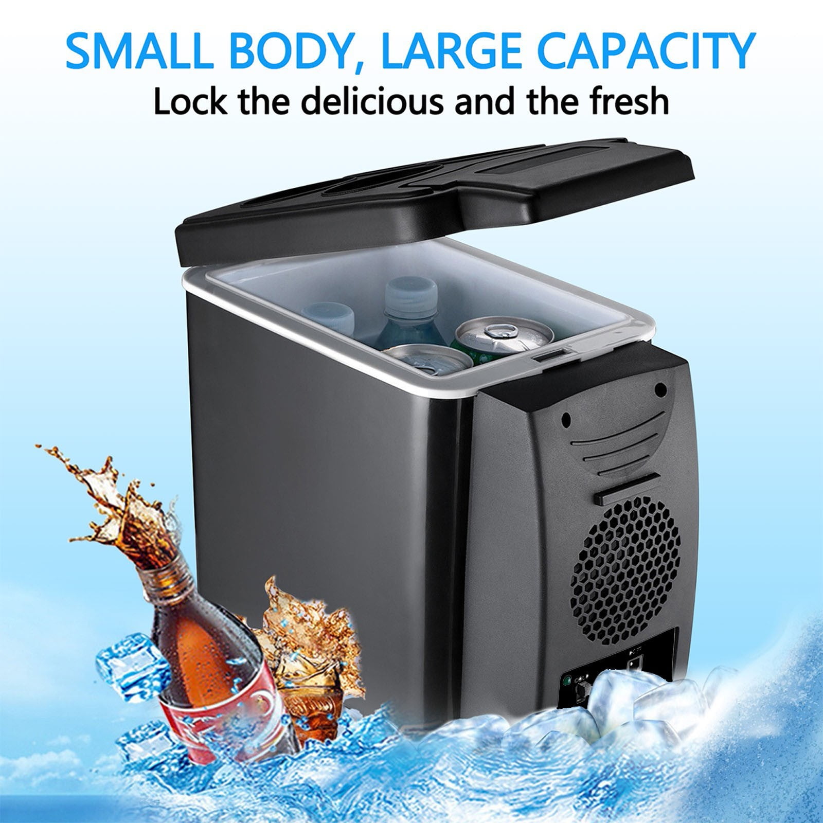 Dianli 6L DC 12V Portable Car Refrigerator And Mini Freezer Cooler With Handle, Compact Travel Fridge For Car RV Dorm Office, Thermoelectric Cooling For Drinks Food And Snacks On The Go
