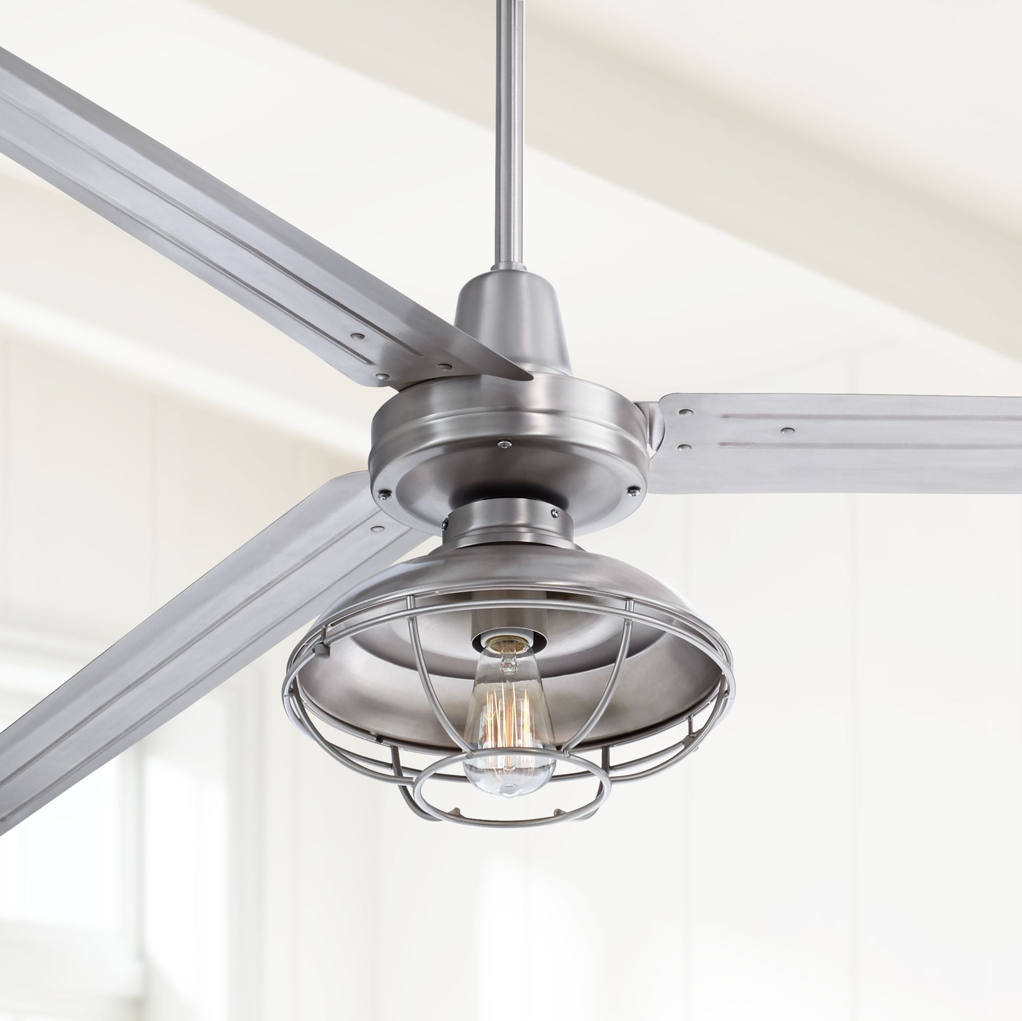 72" Casa Vieja Industrial Outdoor Ceiling Fan with Light LED Dimmable