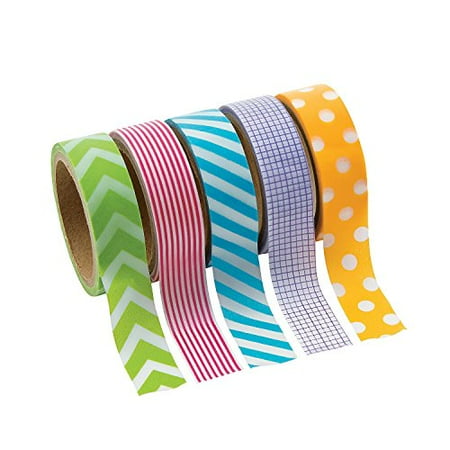 Fun Express Primary Patterned Washi Tape Craft Supplies Scrapbooking Embellishments Misc Scrapbooking Embellishments 5 Pieces Walmart Canada