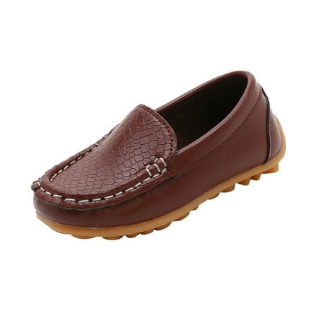 Generic Walmart Deals Toddler Little Kid Boys Girls Soft Slip On Loafers Dress Flat Shoes Boat Shoes Casual Shoes for Fashion Breathable (11-11.5 Years Brown)