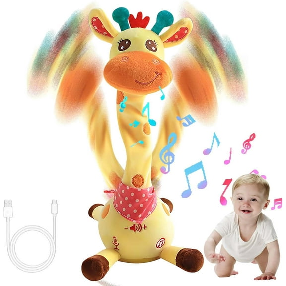 Dancing Talking Giraffe Toy, Musical Giraffe Toy – Sings, Dances & Repeats What You Say, Interactive Mimicking Toy with Recording, Shining LED Lights