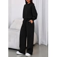 thumbnail image 3 of Conjunto deportivo para mujer PRETTYGARDEN con sudadera con capucha y pantalón ancho negro talla S, 3 of 8