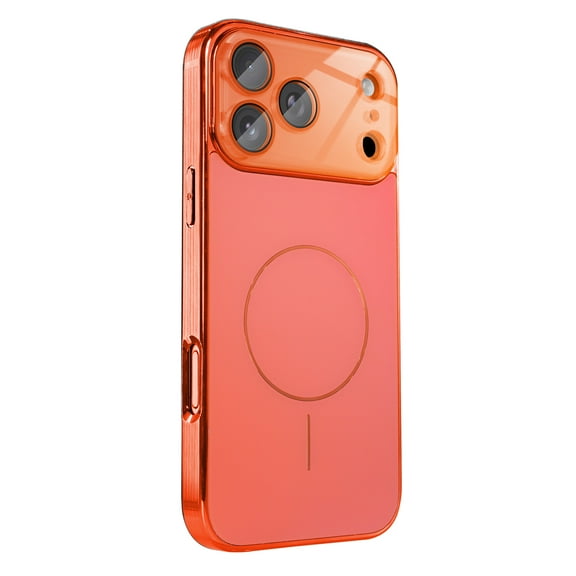 Magnetic Case for iPhone 17 Pro Phone Case, Matte Luxury Metallic Luster Design, Built-in Camera Lens Protector, Compatible with Magsafe Titanium Slim Case, Military-Grade Protection - Orange