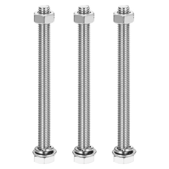 M8 x 100mm 304 Stainless Steel Hex Head Screws Bolts, Nuts, Flat & Lock Washers Assortment Kit, 3 Sets