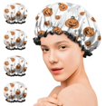thumbnail image 7 of Shower Caps,Classic Halloween Pumpkins Pattern Waterproof Shower Cap for Women 4 Pieces,Double Reusable Hair Cover for Shower PEVA Elastic Stretch Hem, 7 of 7