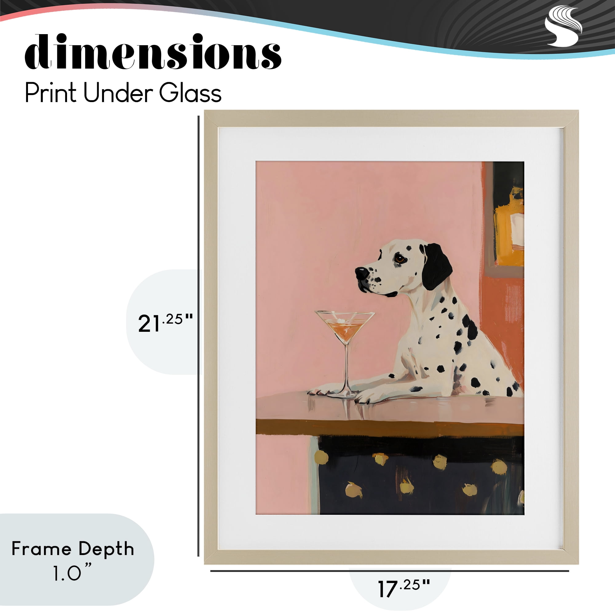 Stupell Industries Dalmatian at Cocktail Bar Birch Framed Print Under Glass, design by The Prints Vibe