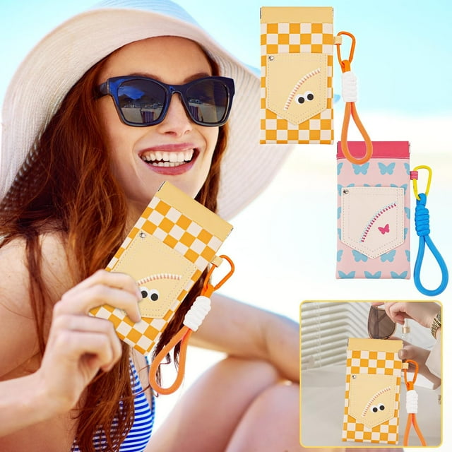 Estuche para Gafas con Cordón | Bolsa para Gafas de Sol con Cierre Magnético | Adorable Estuche de Piel para Gafas de Viaje