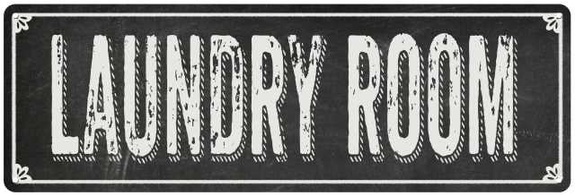 Laundry wooden wall home decor stenciled sign black white chalkboard style 