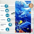 thumbnail image 4 of Toalla de playa para niñas,Toalla de baño con estampado de delfines,Toalla de piscina de 150*70CM Toalla suave para amantes de la playa, 4 of 5