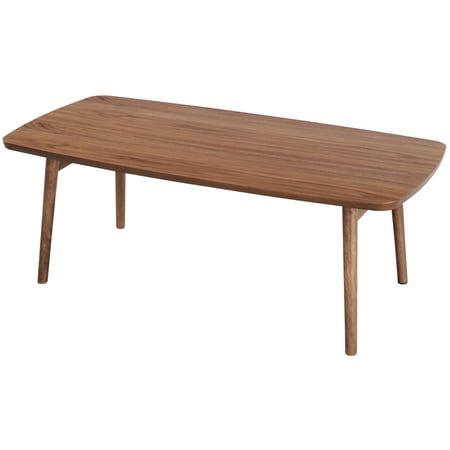 AZUMAYA TAC-229WAL Folding Legs Coffee Center Table, W41.3 x D20.5 x H14.0 Inches, Natural Walnut and Rubber Wood Material, Home and Living, Walnut Color